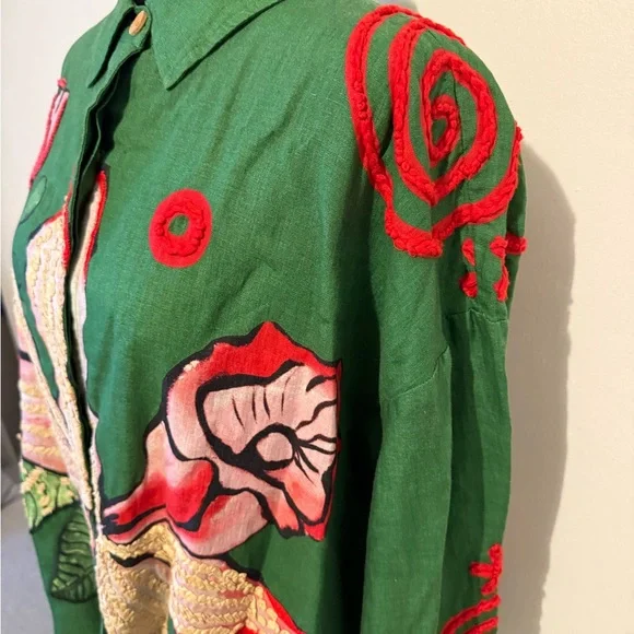 FARM Rio Green Floral Blouse - Picture 8 of 13